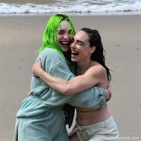 Billie Eilish and Gal Gadot at Beach | Stable Diffusion Online