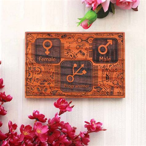Wood Sign for Coders: Male Female Programmer - Gifts for Geeks ...