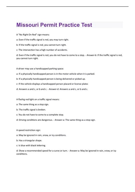 Missouri Permit Practice Test Updated 2024/2025 Actual Questions and ...