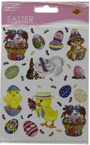 Beistle 9 cm Bunny Basket and Egg Stickers Sheet for Parties Self ...