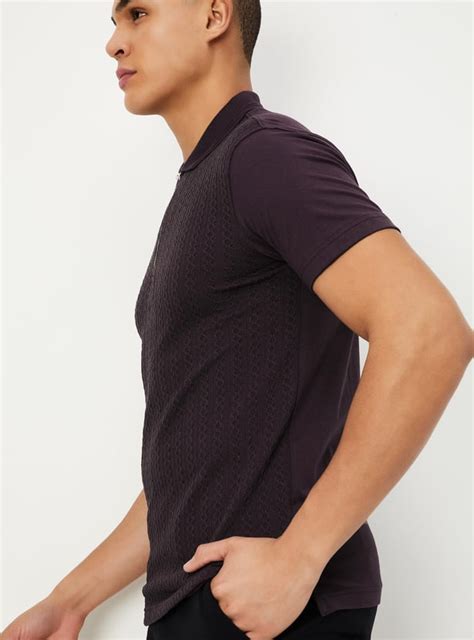 Buy Men Slim Fit Textured Polo T-shirt Online at just Rs. 799.0 ...