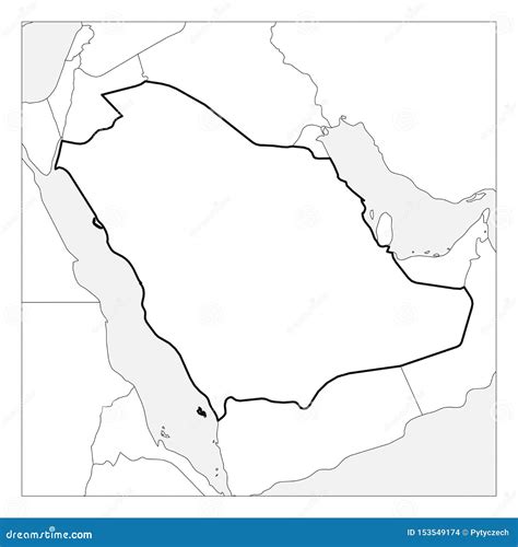 Map of Saudi Arabia Black Thick Outline Highlighted with Neighbor Countries Stock Vector ...