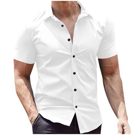 RYRJJ Men's Short Sleeve Dress Shirts Casual Button Down Shirts Wrinkle ...