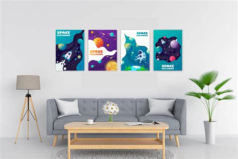 Space Wall Art, Set Of 4 – Myindianthings