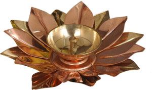 StyleMyWay Brass and Copper Leaf Lotus Diya for Puja - 4 Inch | Kamal ...
