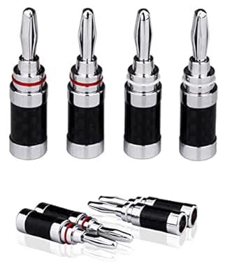 fdealz® [ 4 Pairs / 8 Pieces ] Banana Connector Speaker Plug Carbon ...