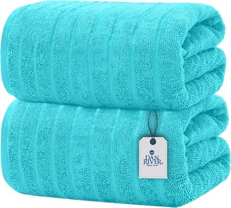 Amazon.com: DAN RIVER Pack of 2 Bath Sheet 35x70 Inches, Ribbed Jumbo ...