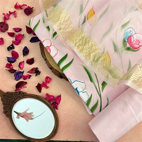 Baby Pink Cotton Suit Material Set-Hand Painted-VS3421 – vrikshamindia