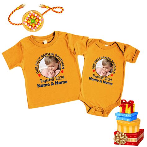 buy Our First Raksha Bandhan t-shirts photo name customize @ gfashion ...