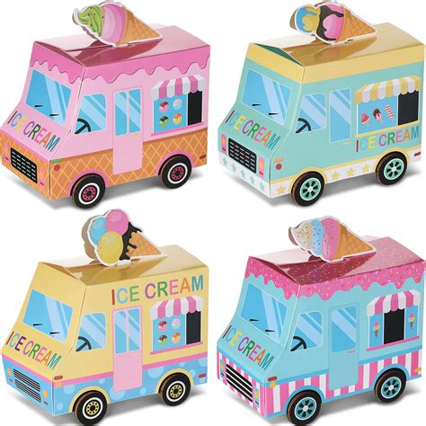 Buy 16 Pieces Ice Cream Party Favor Boxes Ice Cream Truck Shape Treat ...