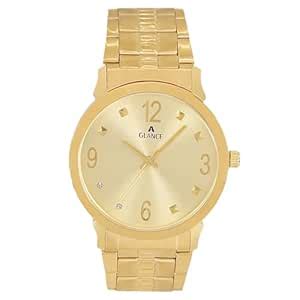 Buy Aglance Astro 1582 Golden Dial With Gold Plated Round Studded Dial ...