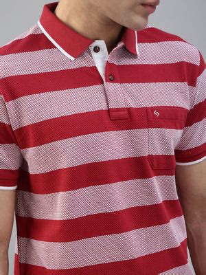 Classic Polo Men's Half Sleeve Red Polo Neck Slim Fit Striped T-Shirt|