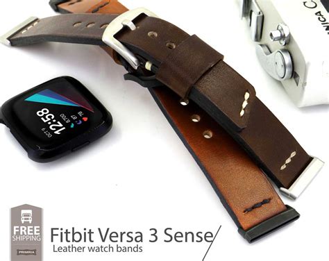 Fitbit Versa 3 Sense Sport Band Full Grain Custom Made Leather Classic ...