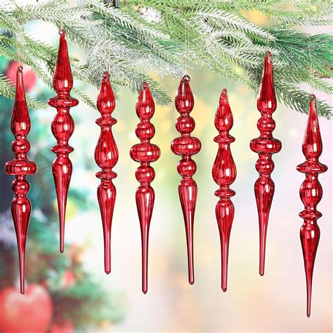 Amazon.com: Yousoontic 8 Pcs 11 Inch Mercury Glass Finial Christmas ...