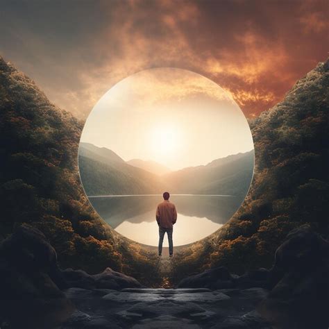 A man standing in front of rear landscape view | Premium AI-generated image