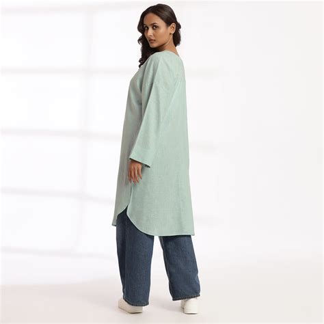 Loose Ends- Blue Linen Full-Sleeve Kaftan Dress