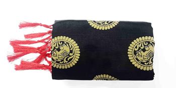 Winza Designer CHOTA HAATHI BLACK Plain Mysore Silk Saree for women ...