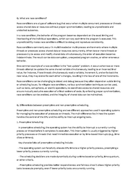 OS Important Answers - MCA Exam Practice Material and Notes - Studocu