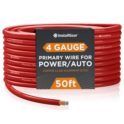 InstallGear 4 Gauge Copper Clad Aluminum Wire - 50 Ft 4GA Power Ground ...