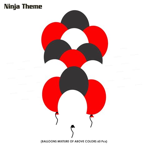 Ninja Theme Colour 60 Pcs. Balloons | Party Supplies Online – Party ...