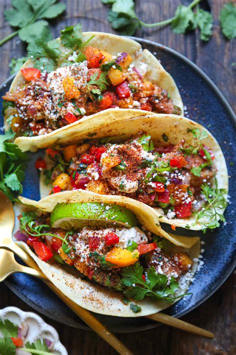 Cilantro-Lime Chicken Tacos with Peach Salsa (30-Minute Recipe) - Julia ...