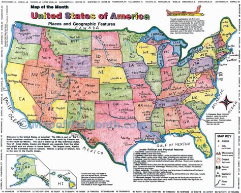 USA, Places and Geographic Features Map - Maps for the Classroom