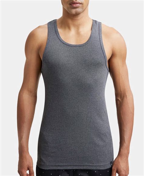 Buy Super Combed Cotton Rib Round Neck with Racerback Gym Vest ...