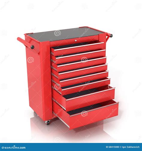 Red Toolbox on Wheels with Open Drawers Stock Photo - Image of repair, worker: 68415080