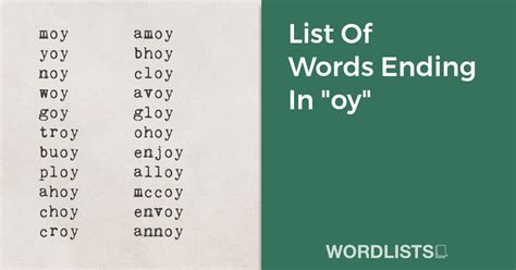 List Of Words Ending In "oy"