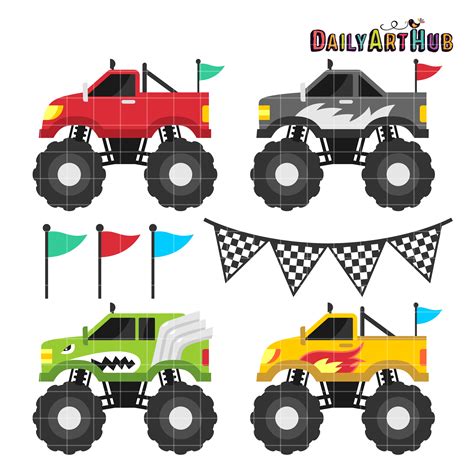 Monster Trucks Clip Art Set | Daily Art Hub