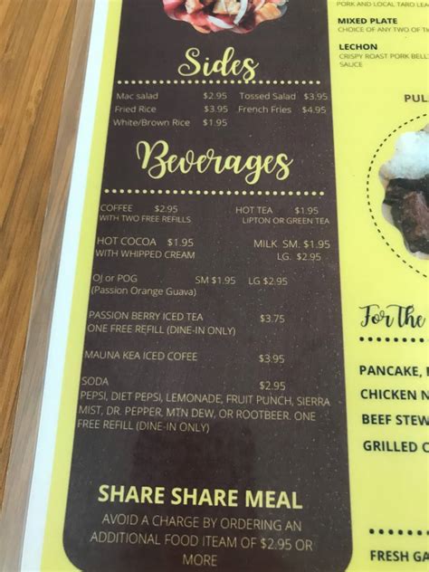 Menu at Hawaiian Style Cafe, Waimea