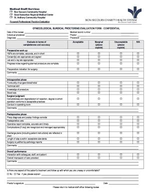 Gynecological Surgical Proctoring Evaluation Form - Blank Fillable ...