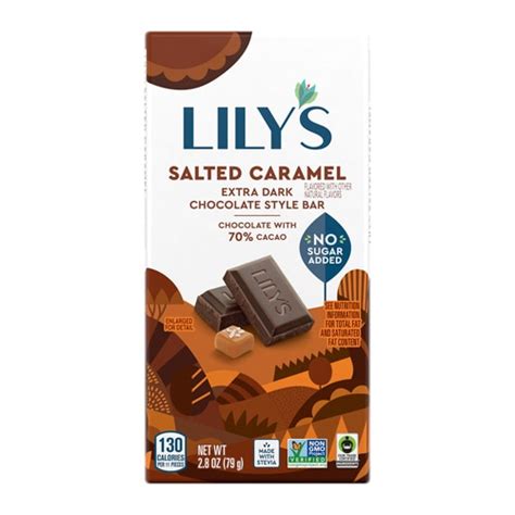 Lily's Sweets Extra Dark Chocolate Bar 70% Cacao Salted Caramel -- 2.8 ...