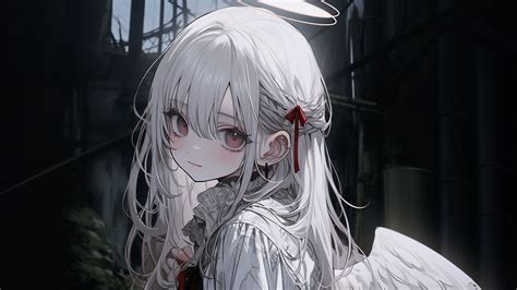 Wallpaper girl, glance, wings, angel, halo, art hd, picture, image