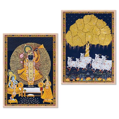 kotart Traditional Indian Wall Art Painting Set of 2 | Kamdhenu Cow ...