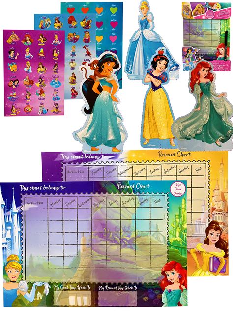 Buy Disney Princess Reward Chart with Stickers - 2 Reward Charts 72 ...