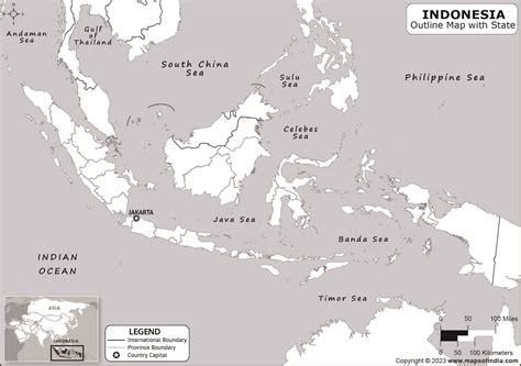 Indonesia Outline Map | Indonesia Outline Map with State Boundaries