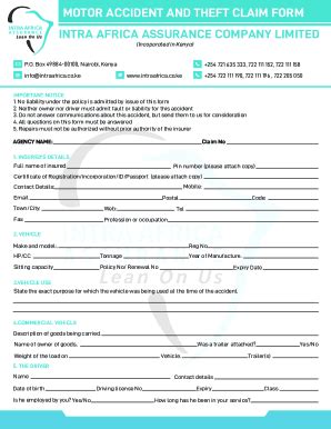 Motor Accident and Theft Claim Form - Blank Fillable Template | Fill ...
