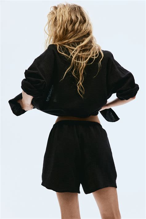 Pyjama shirt and shorts - Black - Ladies | H&M IN