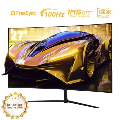 Monitor per computer da 27", monitor da gioco curvo 1500R, display da ...
