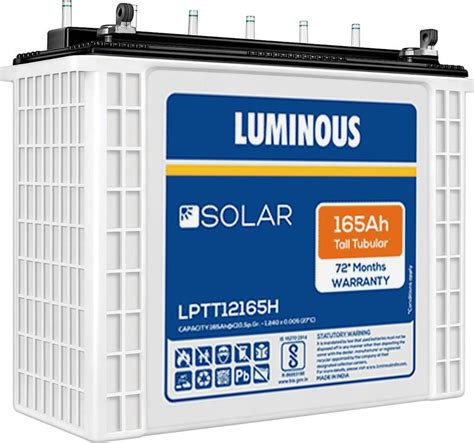 LUMINOUS Solar LPTT 12165H Tubular Inverter Battery Price in India ...