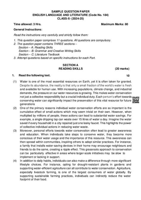 Image result for CBSE Class 10 English Sample Paper