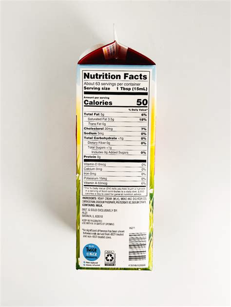 Heavy Whipping Cream Nutrition