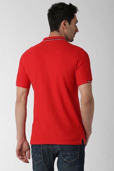 Buy Men Red Solid Polo Neck Collar T-shirt Online - 343197 | Peter England