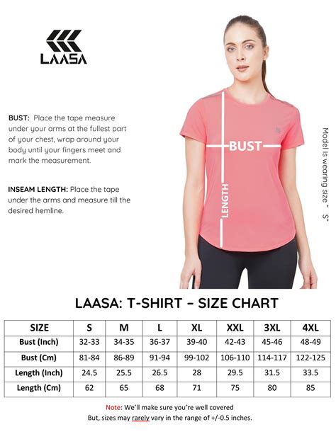 Size Chart for Women's Activewear | Sports wear & Gym wear at LAASA ...