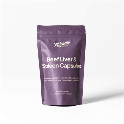 Beef Liver & Spleen Capsules Refill Pouch | Grass Fed & Finished NZ Beef | Mitchells Nutrition