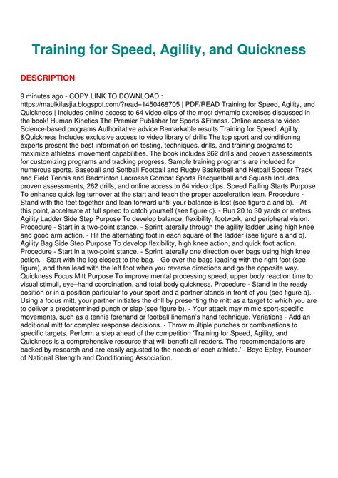 PPT - [READ DOWNLOAD] Training for Speed, Agility, and Quickness full ...