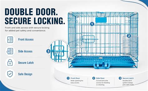 Woofy Dog Cage - Powder Coated, Double Door Folding Metal Cage/Crate ...