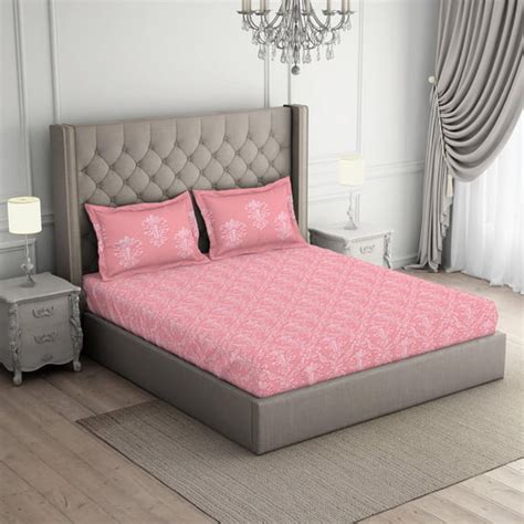 SPACES Aster Cotton 138TC Printed 3Pcs Queen Bedsheet Set