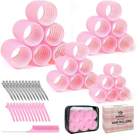Amazon.com: 4 Sizes Self-Grip Hair Rollers Set with Clips - 4 Sizes for ...